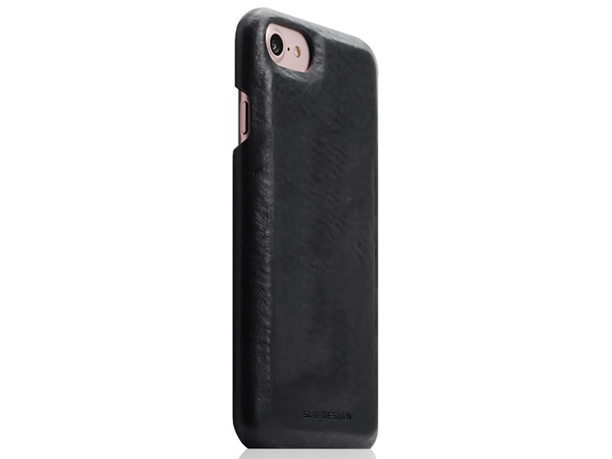 SLG Design D6 Minerva Leather Case Zwart - iPhone SE/8/7 hoesje