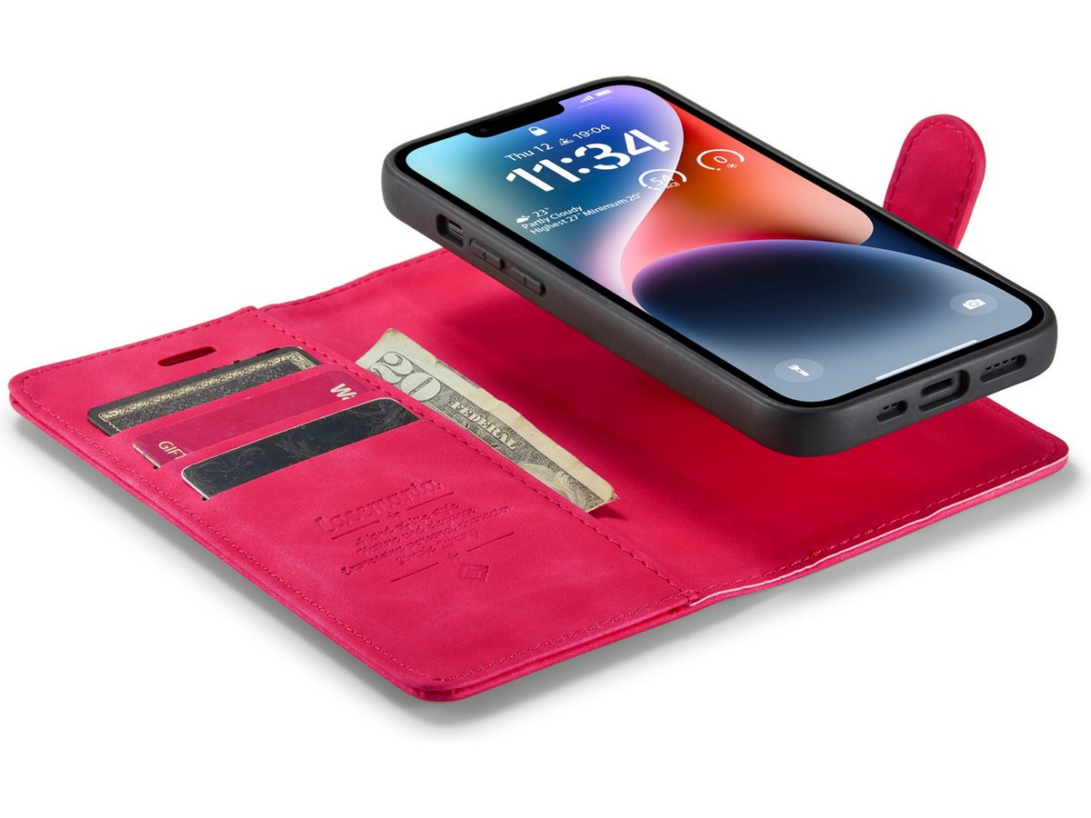 CaseMania 2in1 Magnetic Bookcase Fuchsia - iPhone 11/XR Hoesje