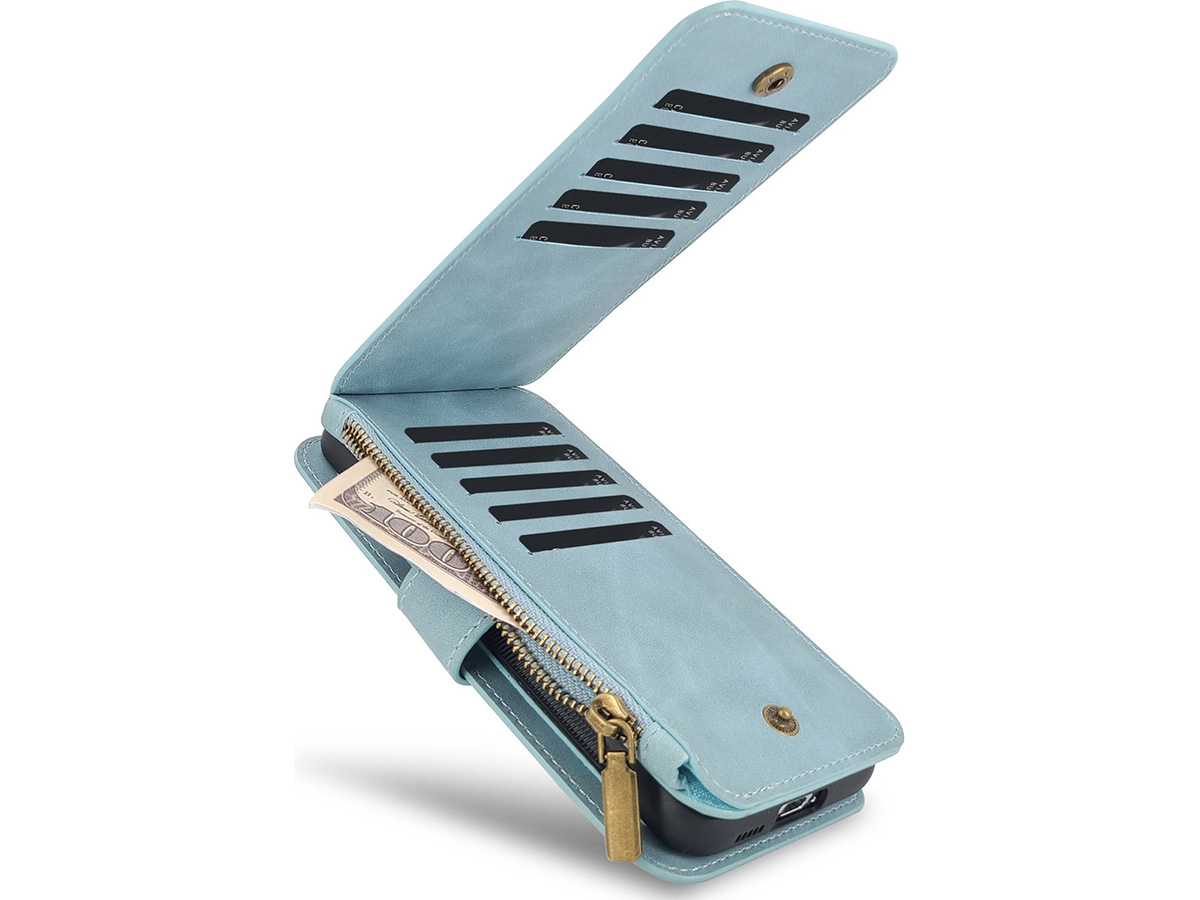 CaseMania 2in1 Wallet Ritsvak Case Aqua - iPhone 11/XR Hoesje