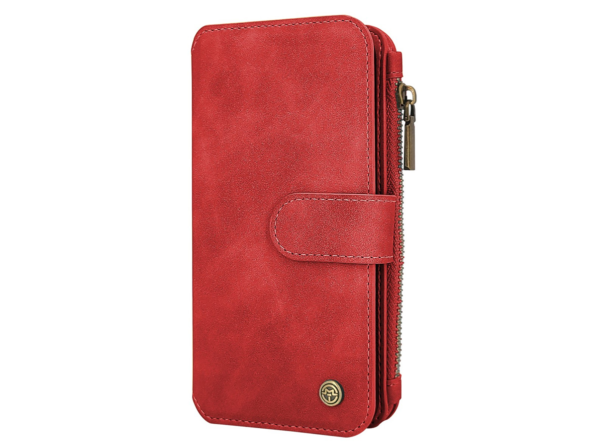 CaseMania 2in1 Wallet Ritsvak Case Rood - iPhone 11/XR Hoesje