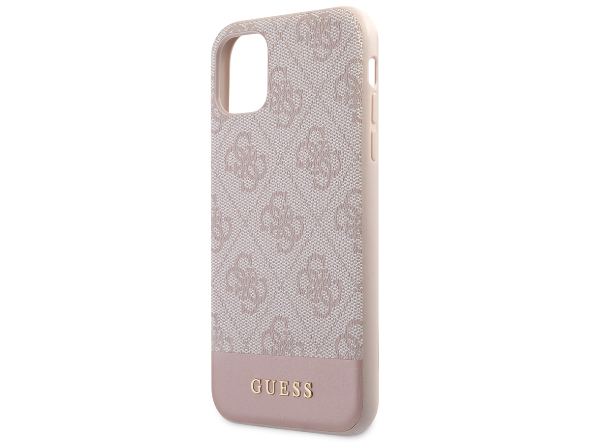 Guess 4G Monogram Stripe Case Roze - iPhone 11/XR hoesje