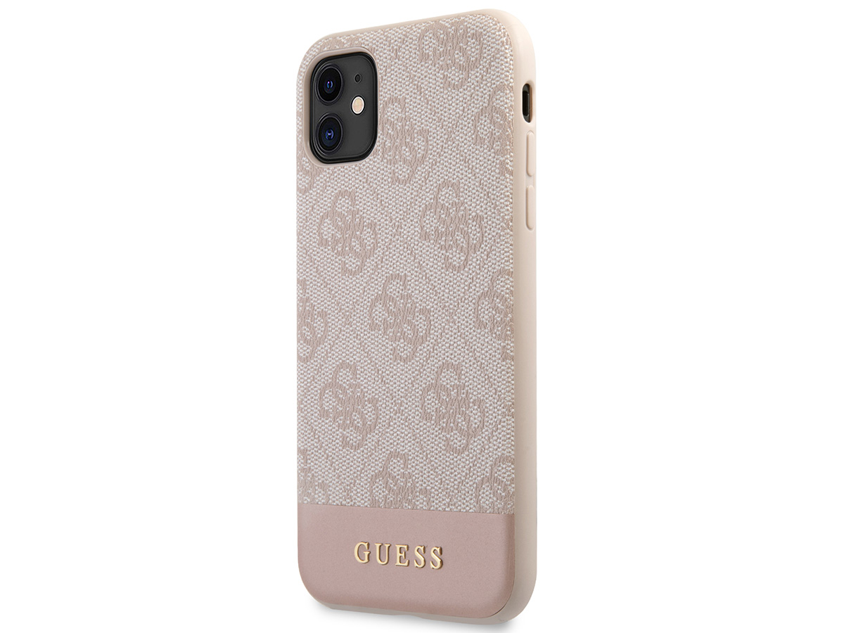 Guess 4G Monogram Stripe Case Roze - iPhone 11/XR hoesje