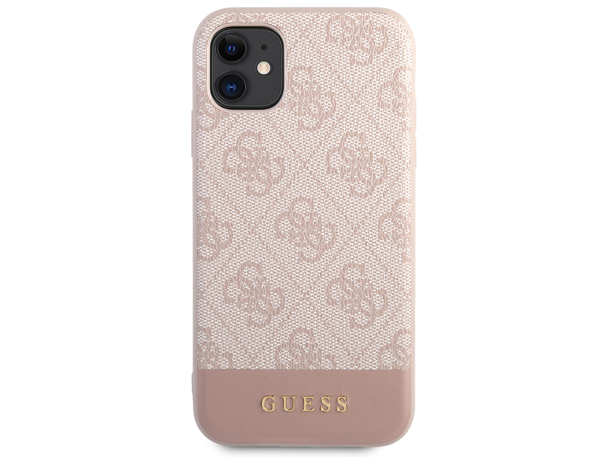 Guess 4G Monogram Stripe Case Roze - iPhone 11/XR hoesje