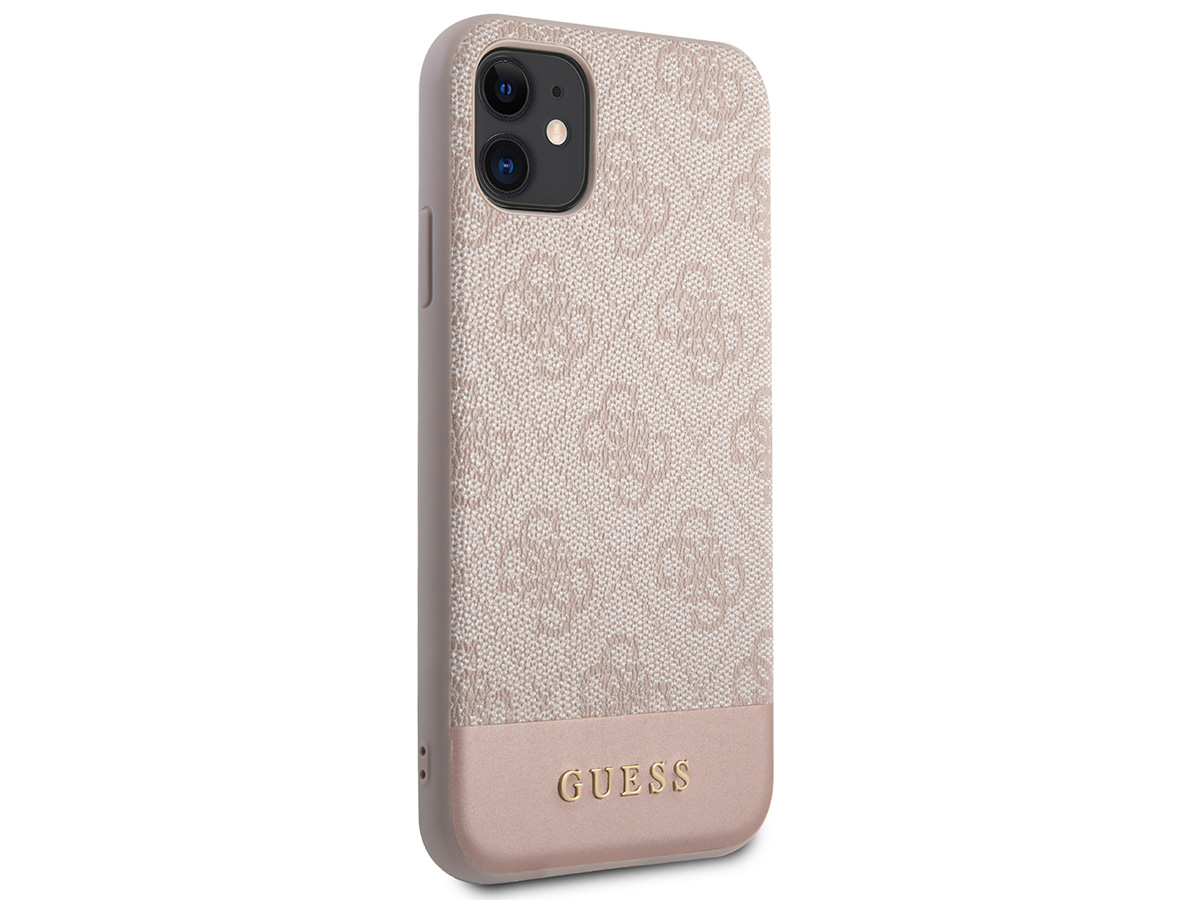 Guess 4G Monogram Stripe Case Roze - iPhone 11/XR hoesje