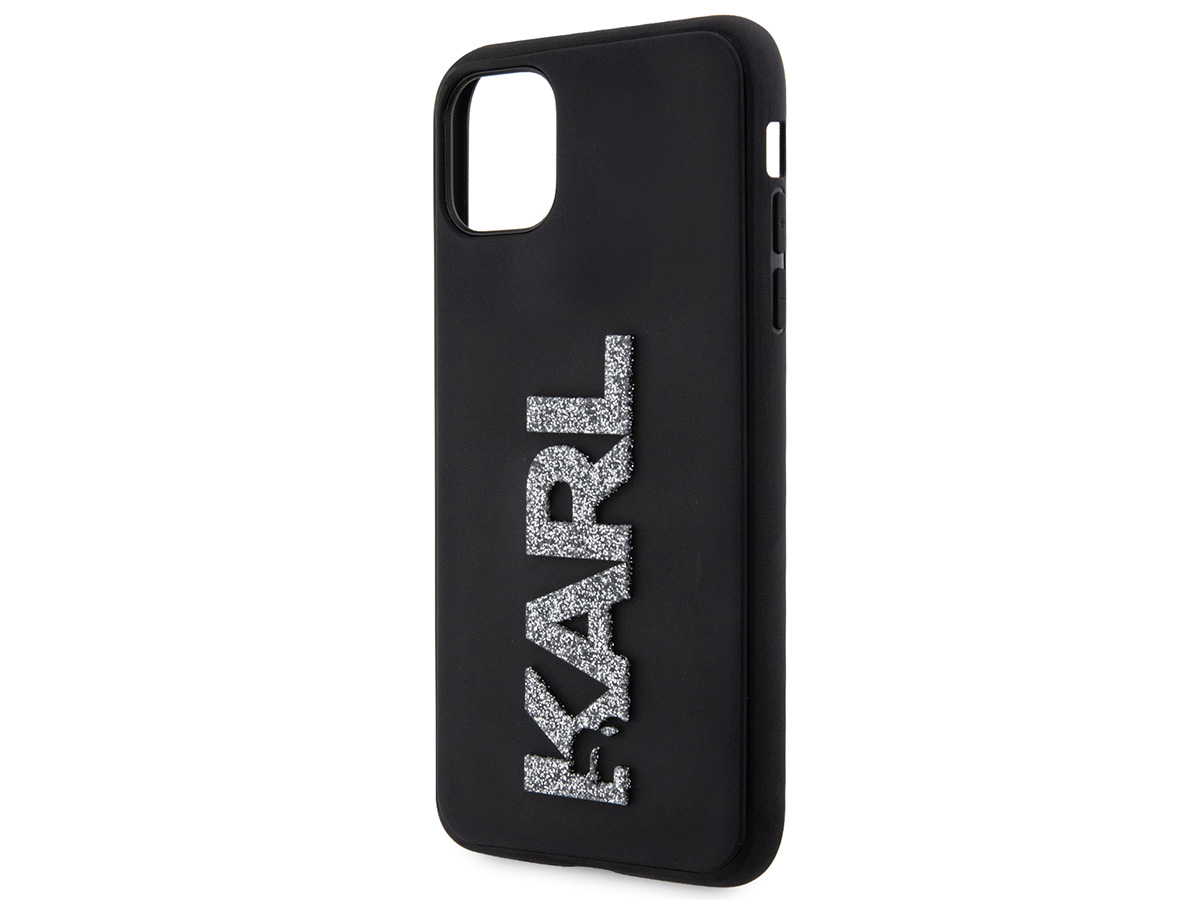 Karl Lagerfeld 3D Glitter Logo Case Zwart - iPhone 11/XR hoesje