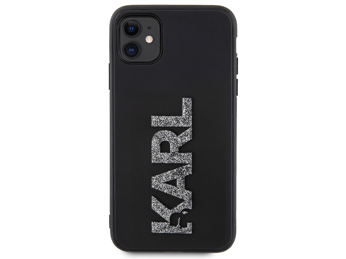 Karl Lagerfeld 3D Glitter Logo Case Zwart - iPhone 11/XR hoesje