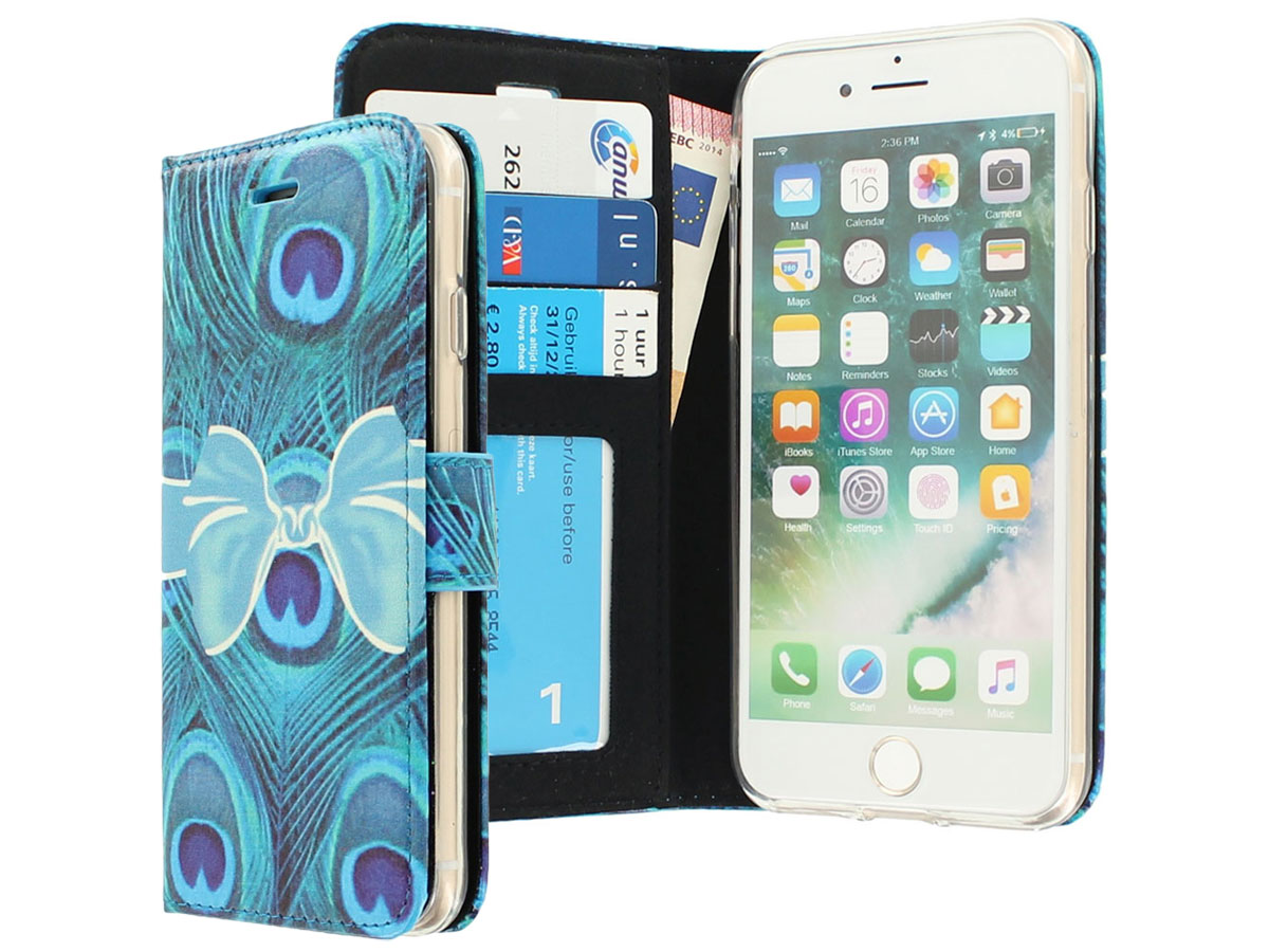 Peacock Bookcase Flipcase - iPhone SE / 8 / 7 hoesje