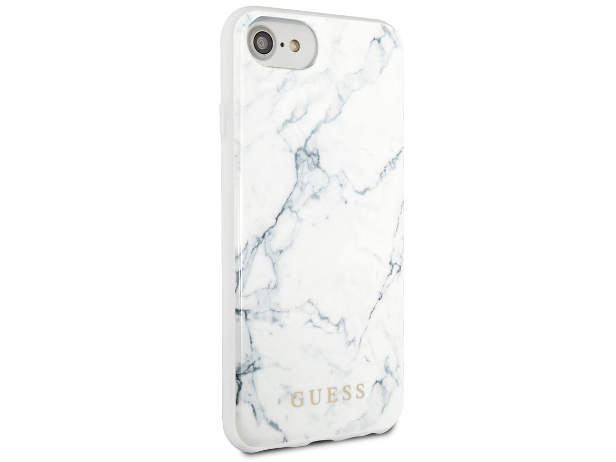 Het Dader Leed Guess Marble Look Case Wit | iPhone 8/7/6 hoesje