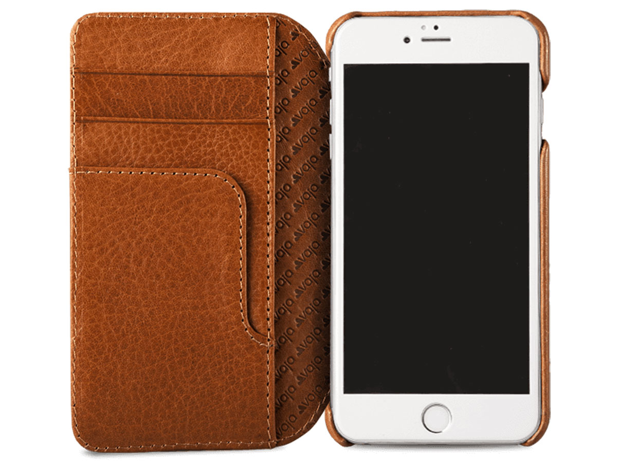 Vaja Wallet Agenda Case Saddle Tan - iPhone SE / 8 / 7 hoesje Leer