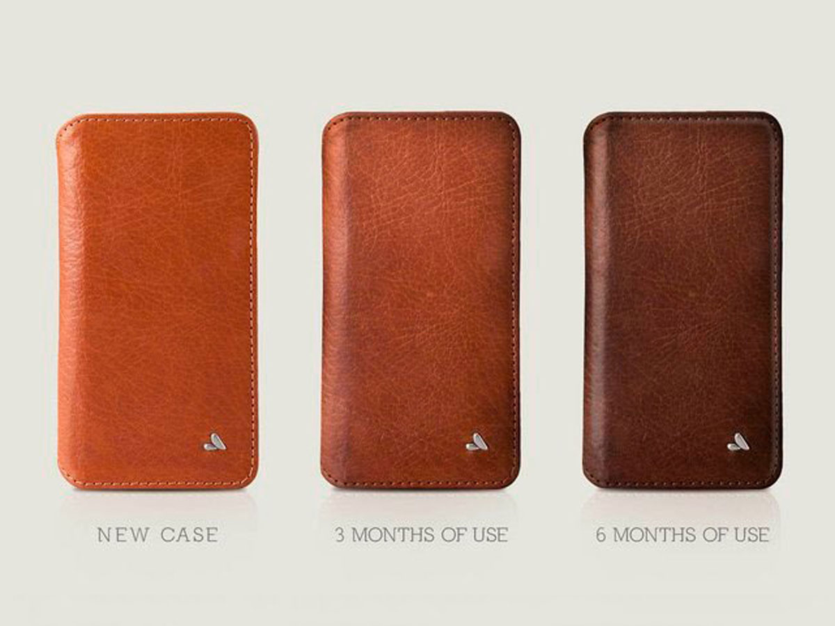 Vaja Wallet Agenda Case Saddle Tan - iPhone SE / 8 / 7 hoesje Leer