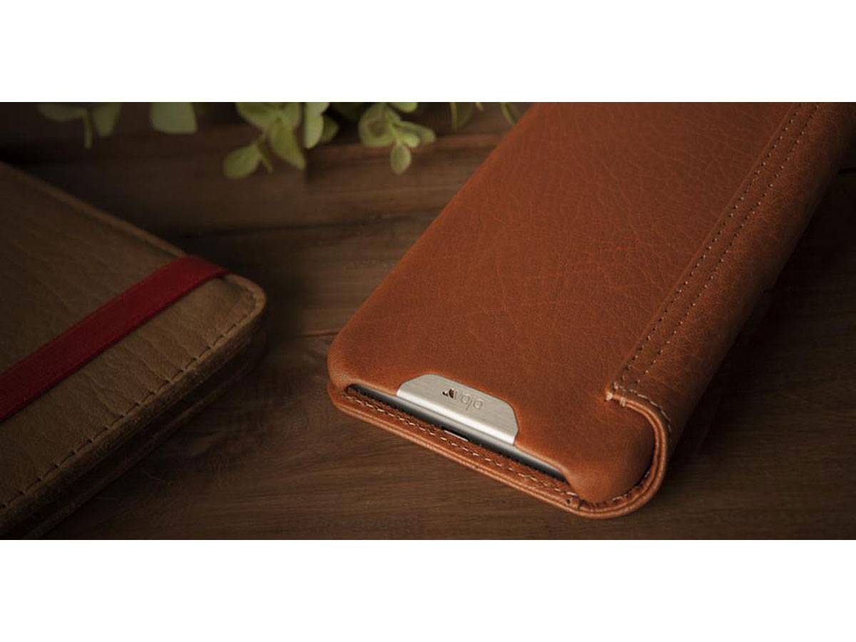 Vaja Wallet Agenda Case Saddle Tan - iPhone SE / 8 / 7 hoesje Leer