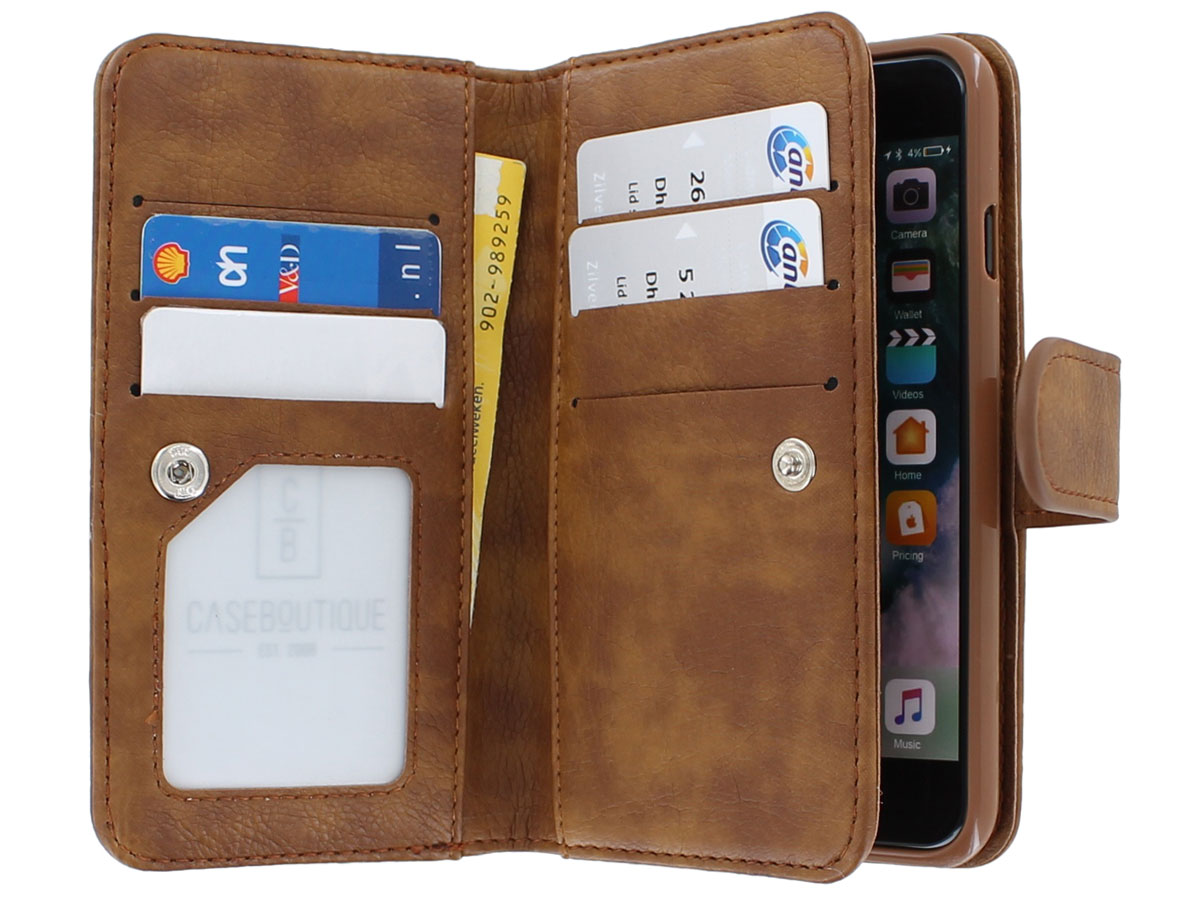 Leer tv station Bepalen True Wallet Book Case XL Bruin | iPhone 8+/7+ hoesje