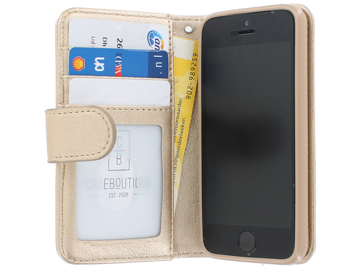Zipper Wallet Case Goud | iPhone / 5s 5 hoesje