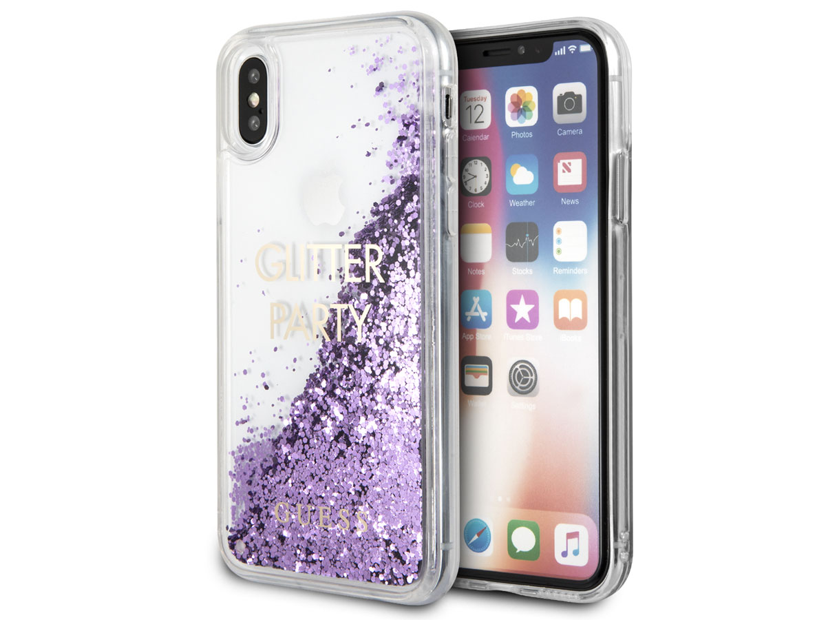 Plasticiteit puree pion Guess Glitter Party Case Paars | iPhone X/Xs hoesje