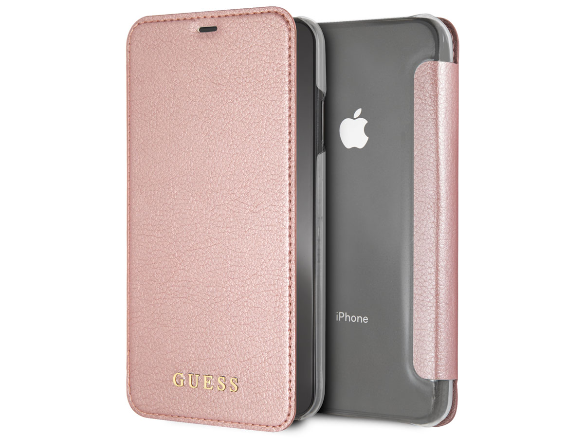 Guess Iridescent Bookcase Rosé - iPhone Xs Max Hoesje