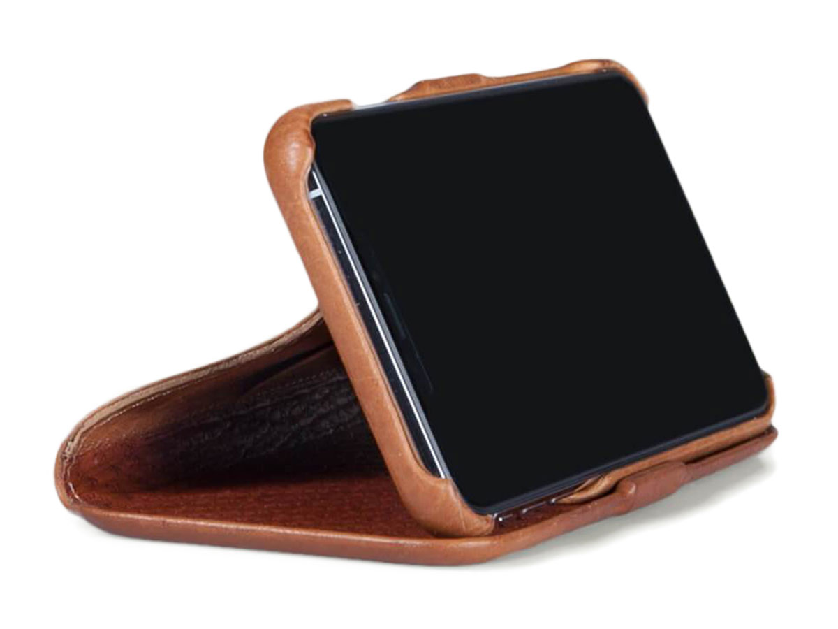 Vaja Folio Wallet Stand Saddle Tan - iPhone Xs Max Hoesje Leer