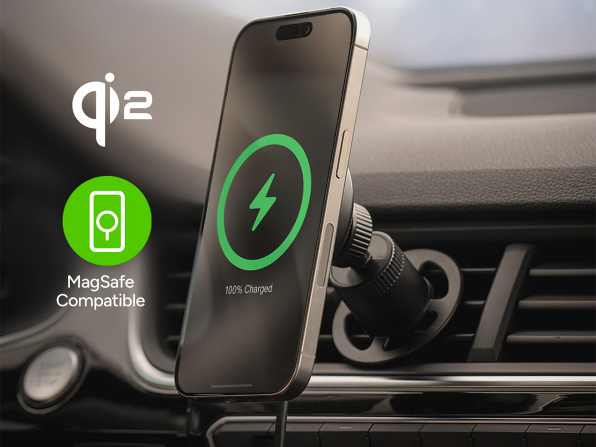 Mophie Snap+ Wireless Charging Air Vent Mount - Autohouder met Qi2 en Magsafe