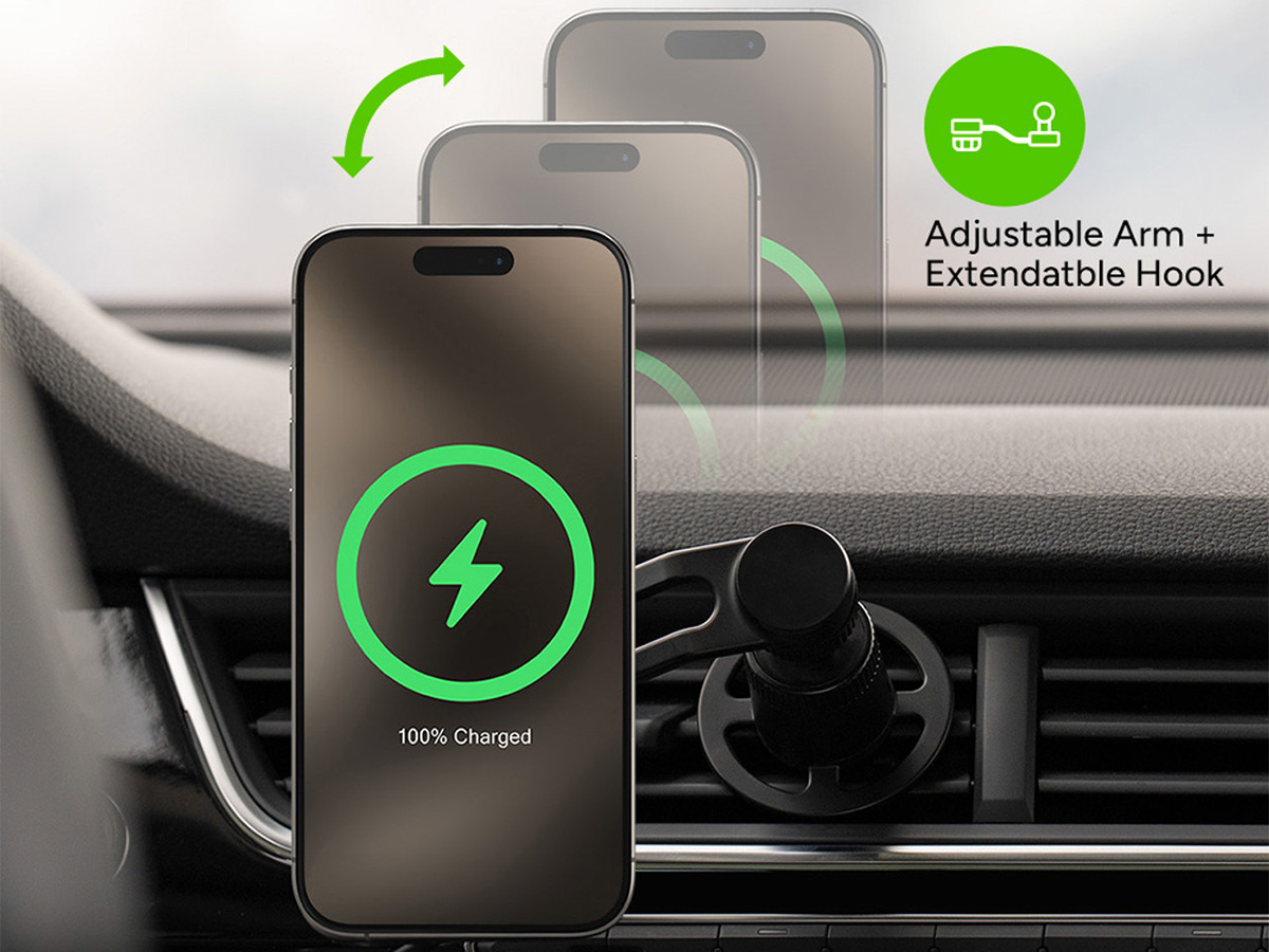 Mophie Snap+ Wireless Charging Air Vent Mount - Autohouder met Qi2 en Magsafe