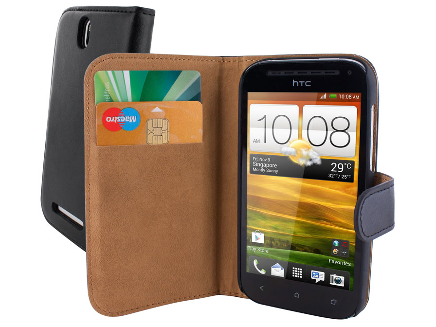 makkelijk te gebruiken Van toepassing Samenwerken met Mobiparts Leren Classic Wallet Case voor HTC One SV