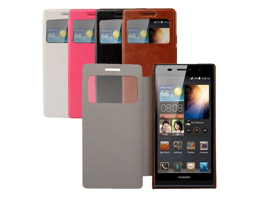 Classic View Sideflip Case voor Huawei Ascend P6