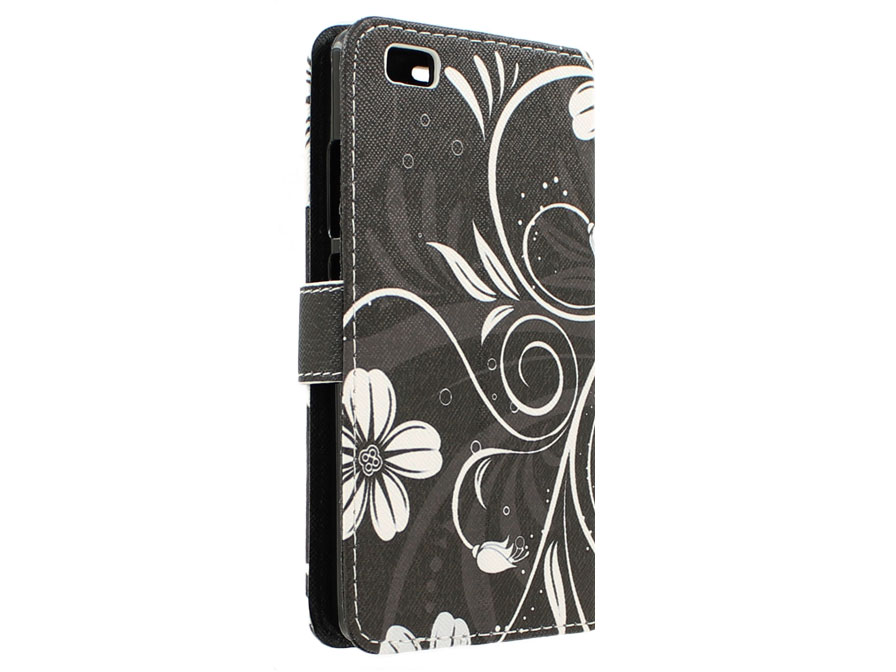 White Flowers Book Case Hoesje voor Huawei Ascend P8 Lite