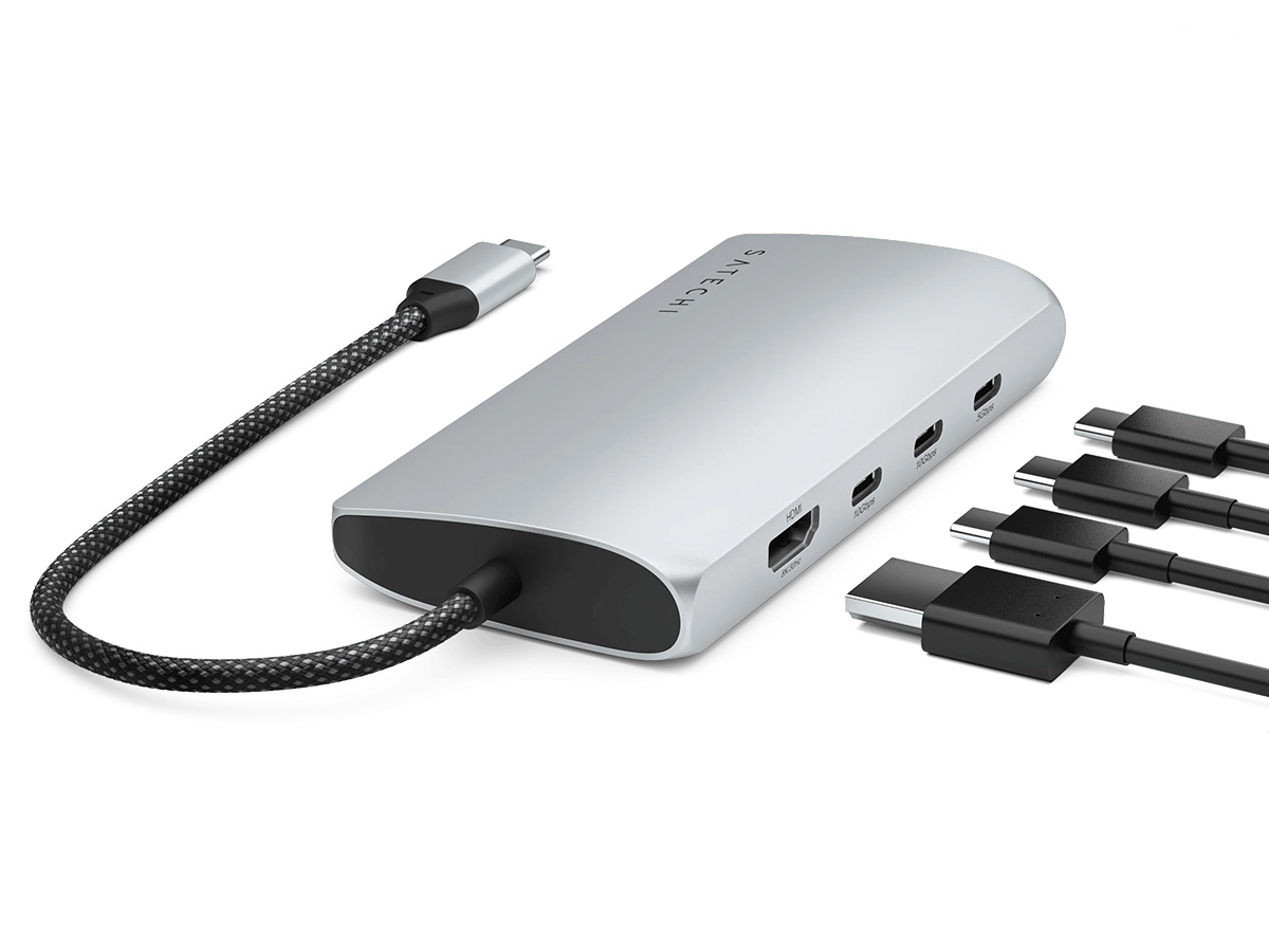 Satechi USB-C Multi-Port Hub V3 Silver - USB 8K HDMI Ethernet SD 4.0