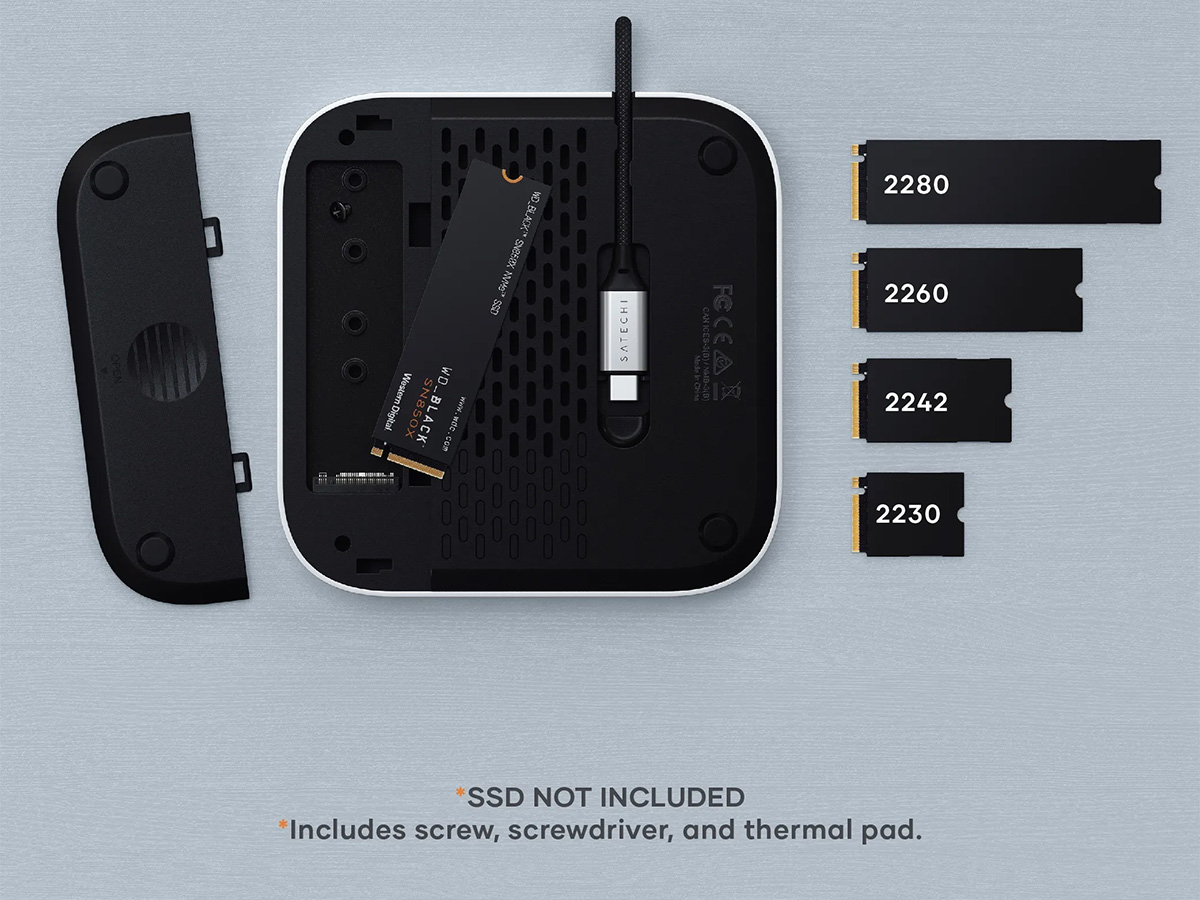 Satechi Aluminium Mac Mini (M4) Stand & USB-C Hub met SSD bay