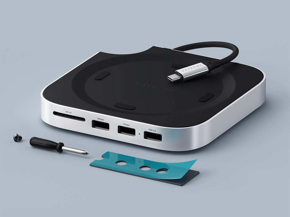 Satechi Aluminium Mac Mini (M4) Stand & USB-C Hub met SSD bay