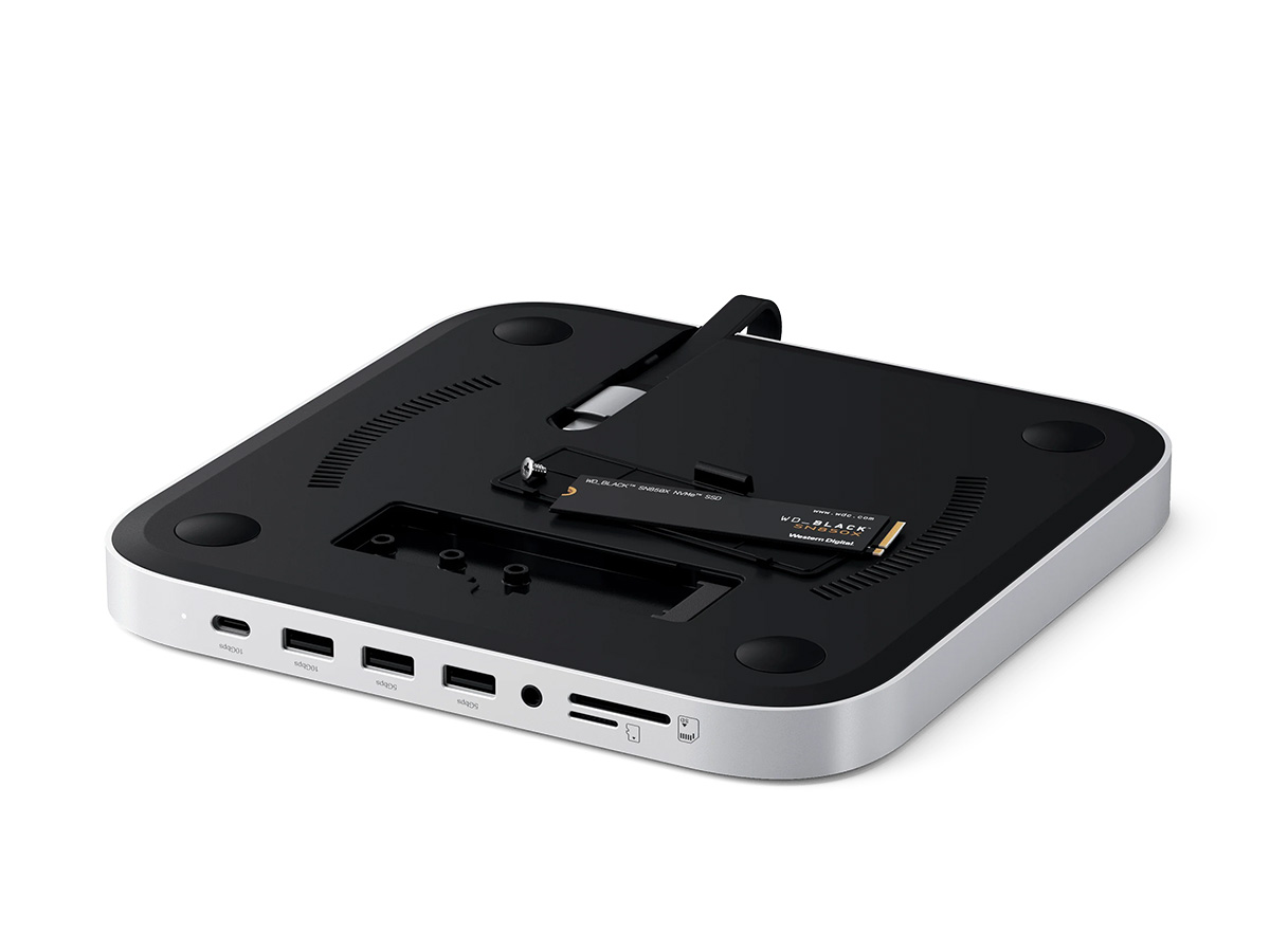 Satechi Aluminium Mac Mini/Mac Studio Stand & USB-C Hub met SSD bay - Zilver