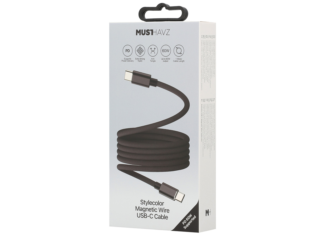 Musthavz Self Organising Magnetic USB-C naar USB-C Kabel 60W - 100cm