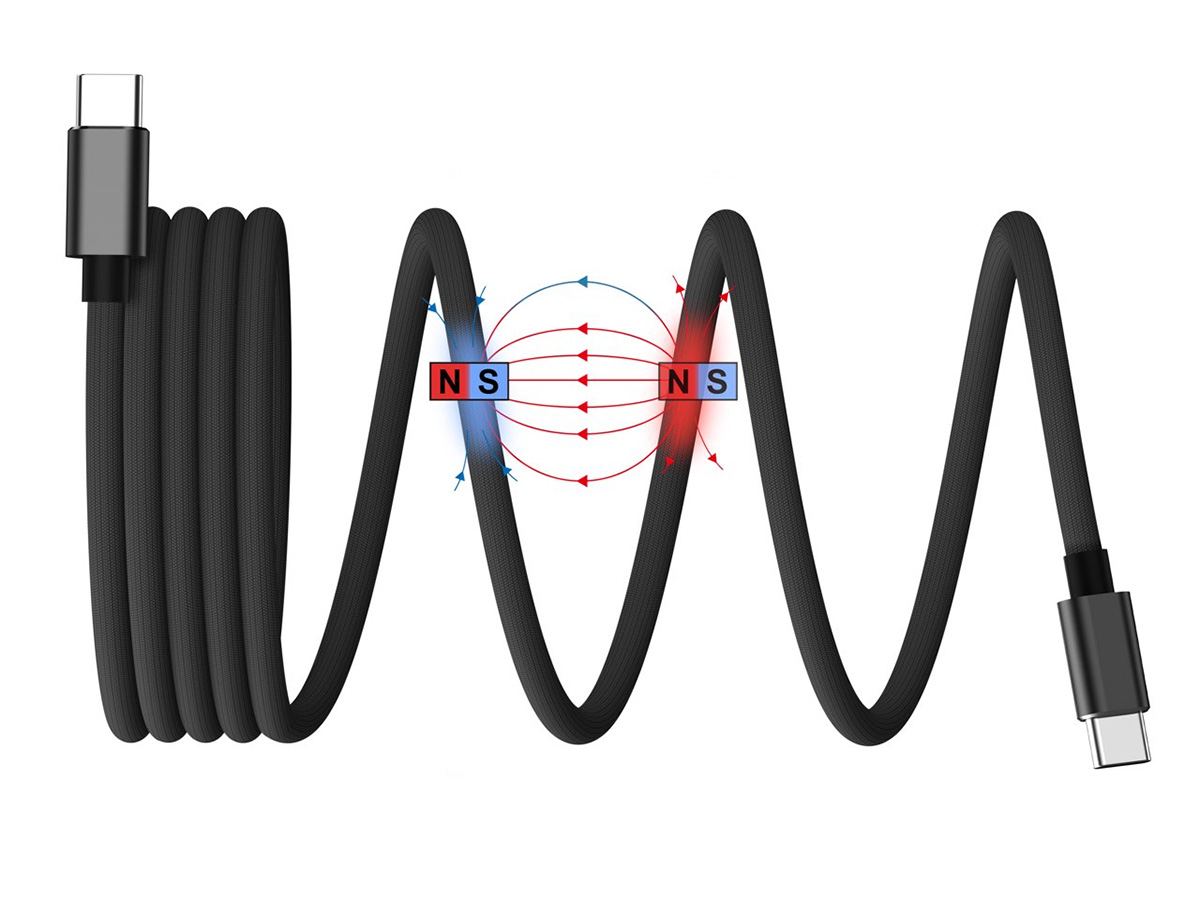 Musthavz Self Organising Magnetic USB-C naar USB-C Kabel 60W - 100cm