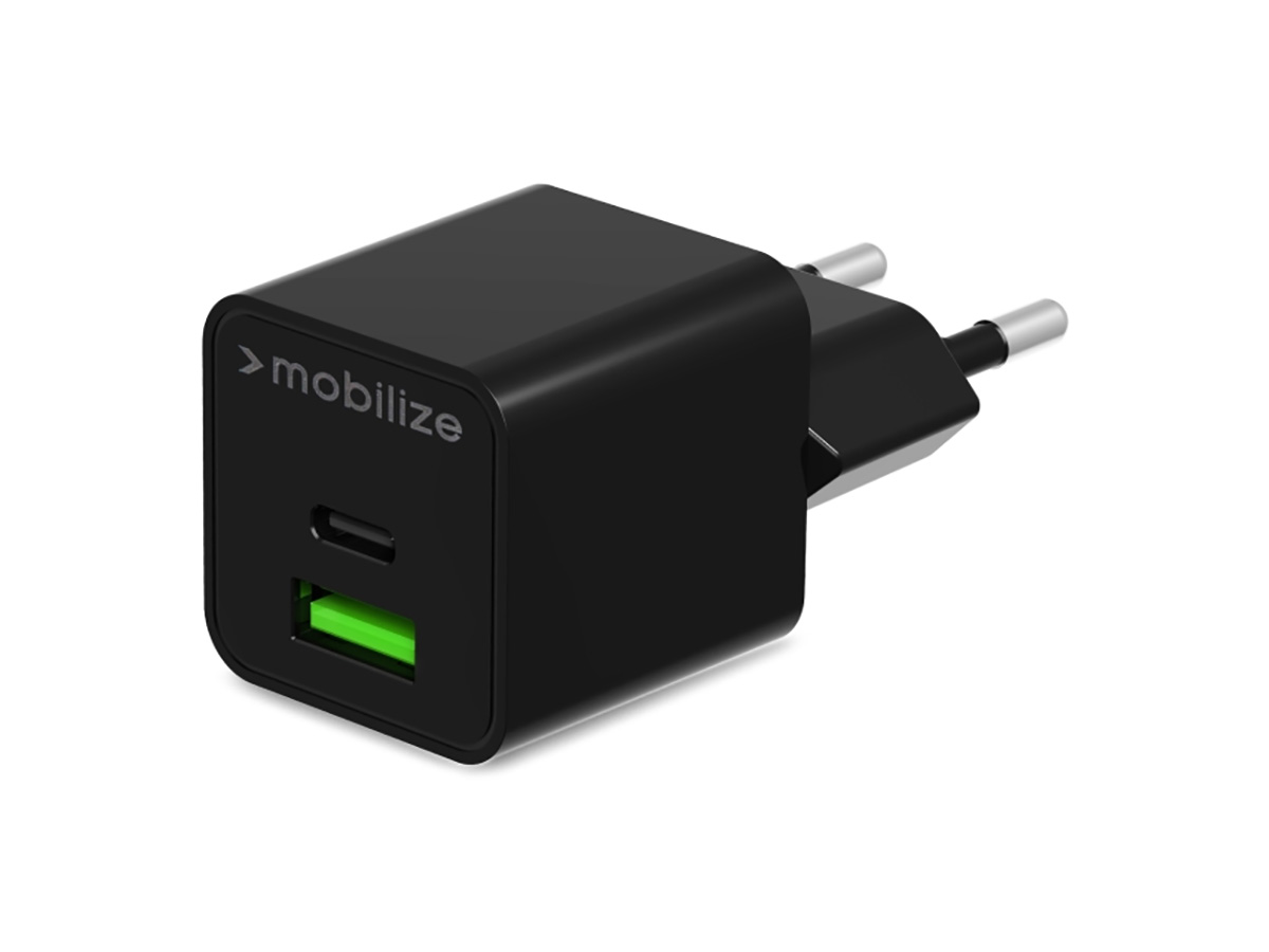 Mobilize 30W GaN Wall Charger Oplader met USB-C en USB-A - Zwart