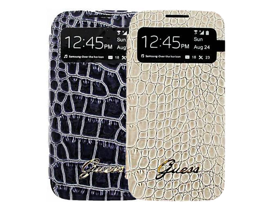 papier repertoire Clam Guess Glossy Croco S-View Cover voor Samsung Galaxy S4