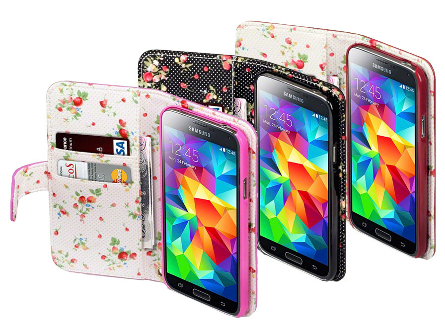 Voor u kook een maaltijd speler CaseBoutique Flower Wallet Case - Hoesje voor Samsung Galaxy S5