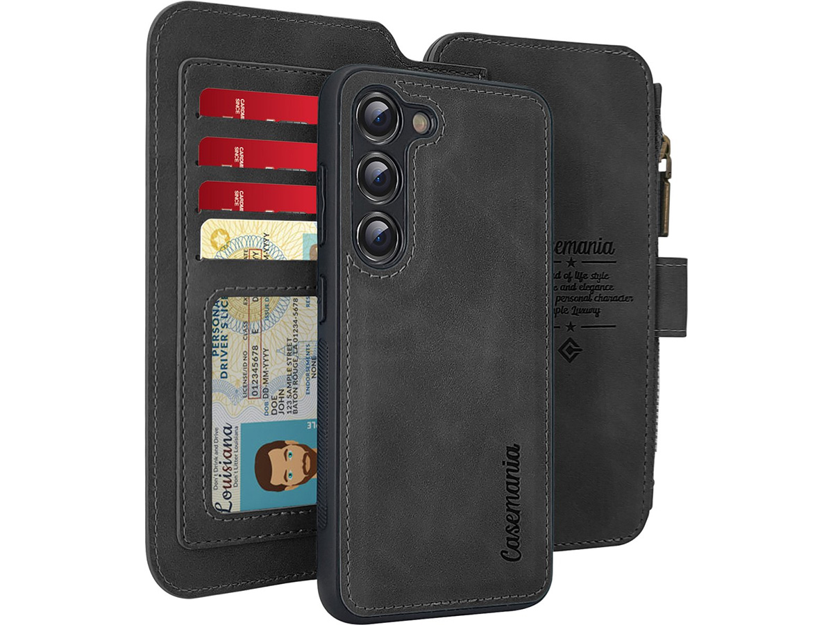 CaseMania 2in1 Wallet Ritsvak Case Zwart - Samsung Galaxy A15 Hoesje