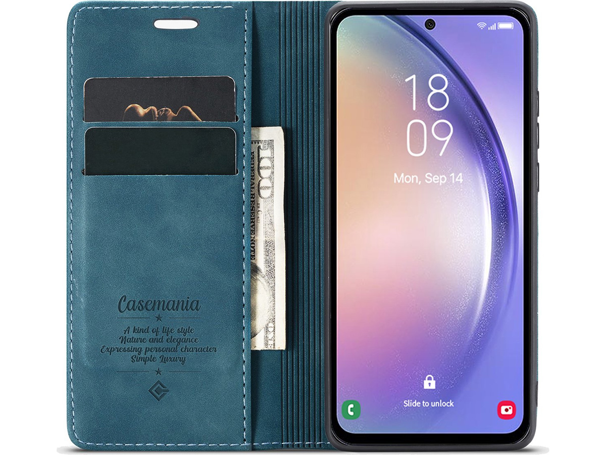 CaseMania Vintage Slim Bookcase Groen - Samsung Galaxy A16 hoesje