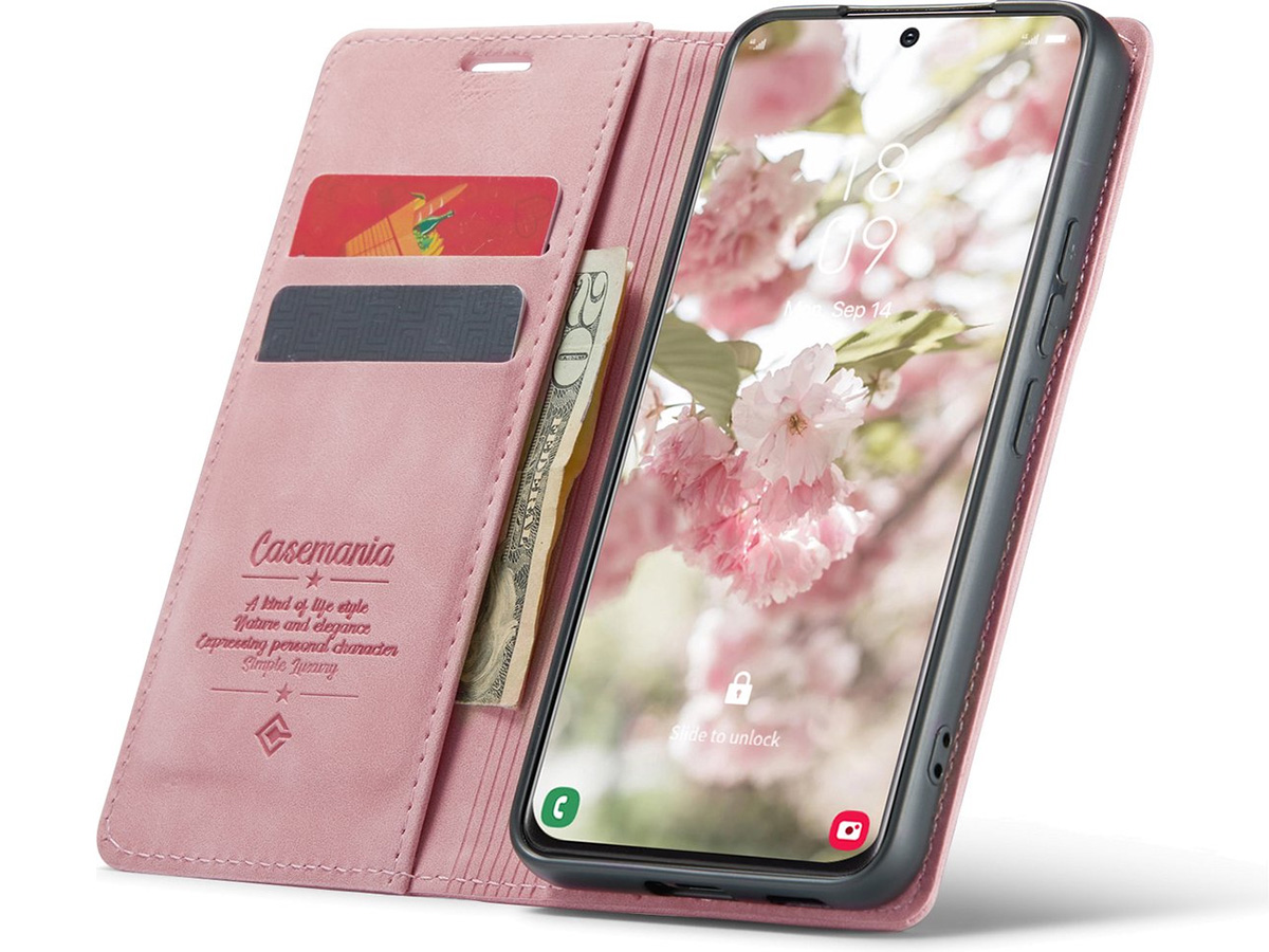 CaseMania Vintage Slim Bookcase Roze - Samsung Galaxy A16 hoesje