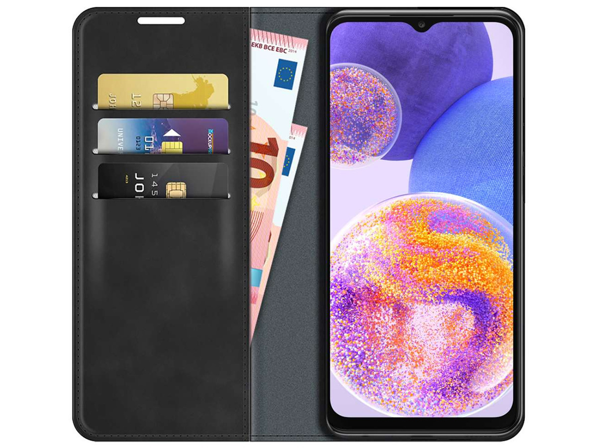 Just in Case Slim Wallet Case Zwart - Samsung Galaxy A23 hoesje