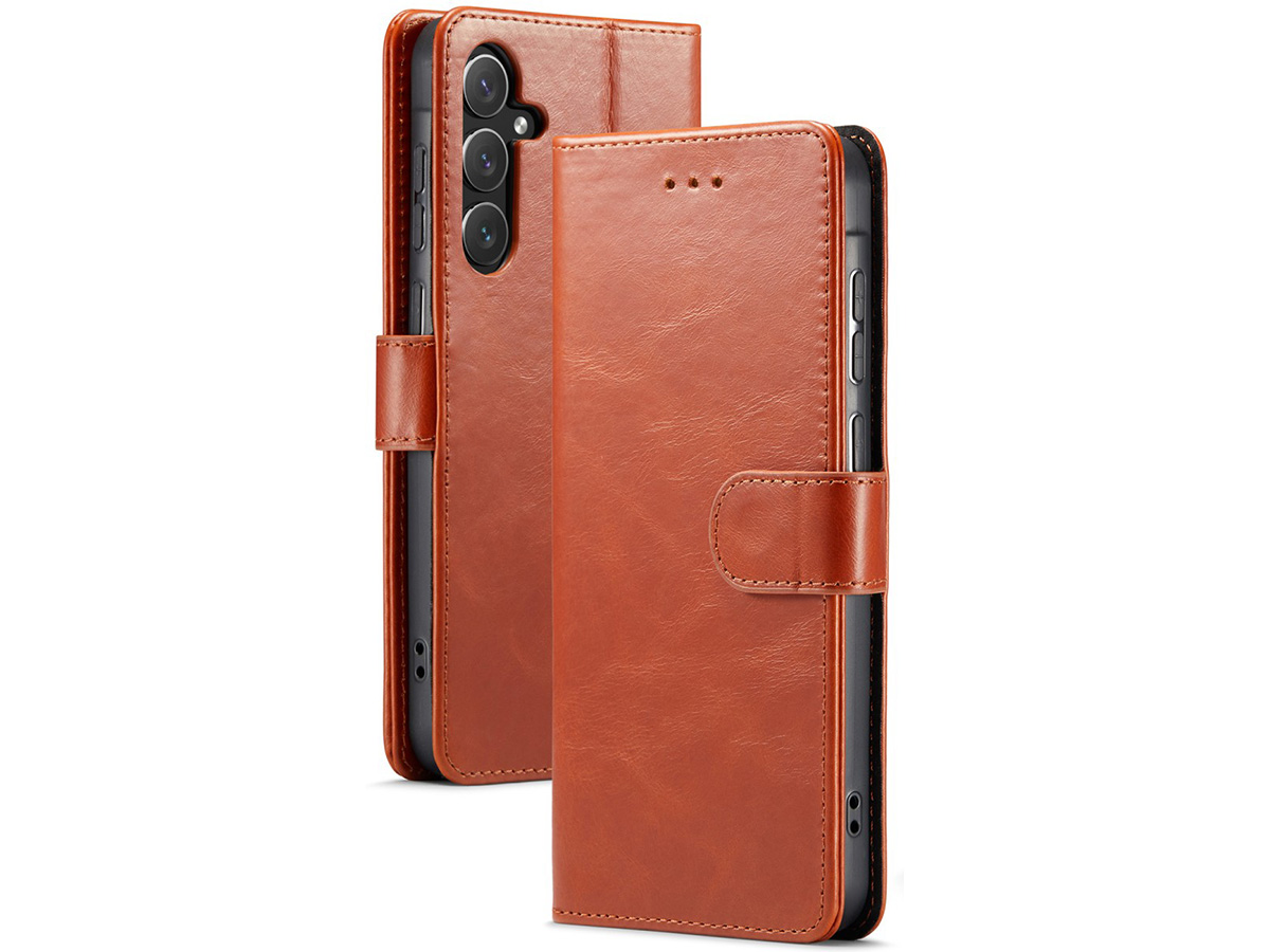 CaseMania Leather Bookcase Cognac - Samsung Galaxy A55 hoesje