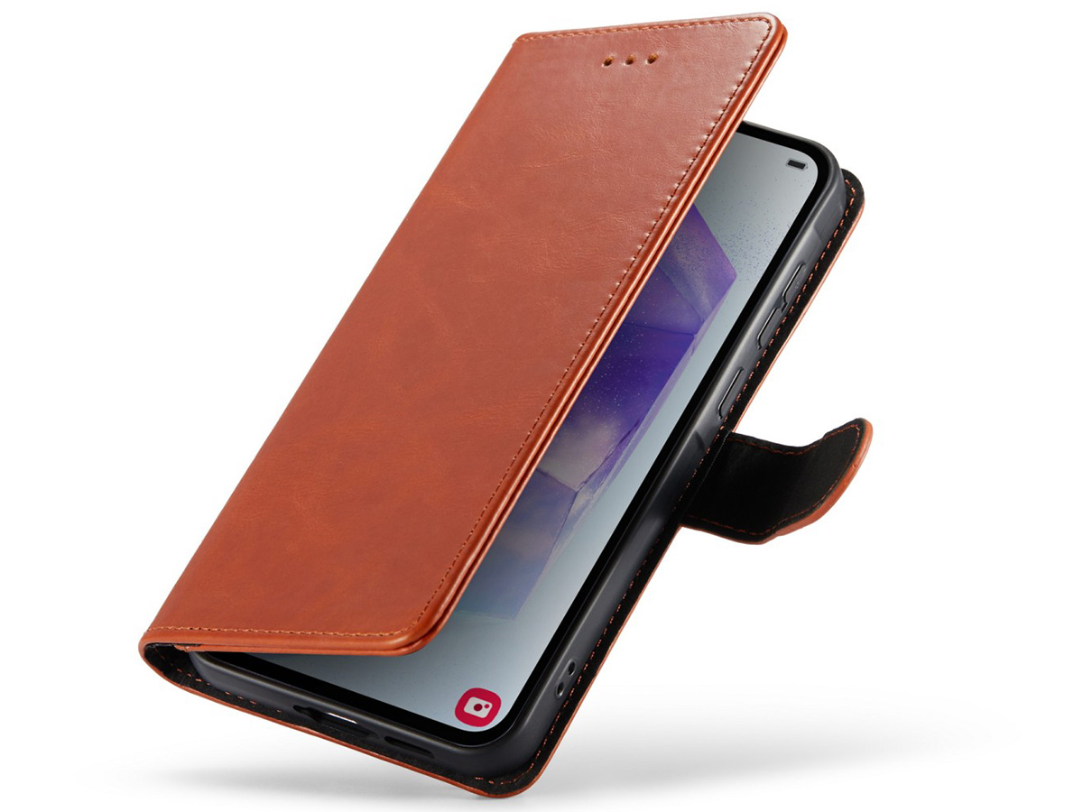 CaseMania Leather Bookcase Cognac - Samsung Galaxy A55 hoesje