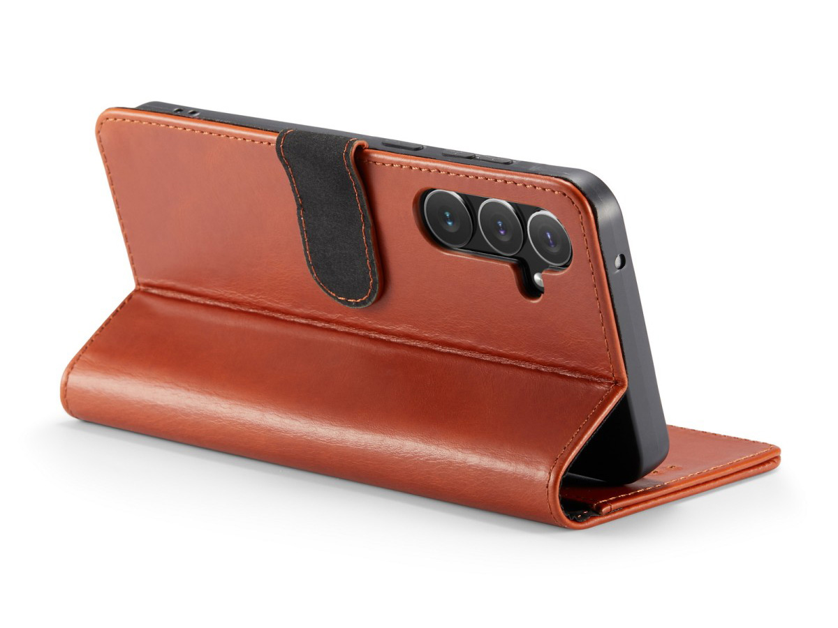 CaseMania Leather Bookcase Cognac - Samsung Galaxy A55 hoesje