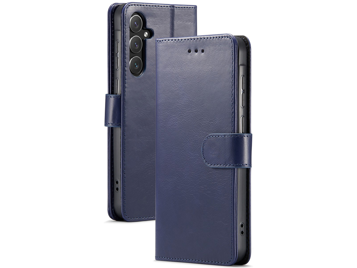 CaseMania Leather Bookcase Donkerblauw - Samsung Galaxy A55 hoesje