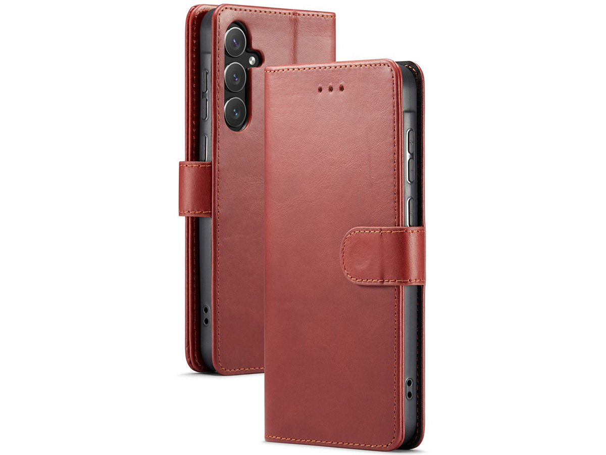 CaseMania Leather Bookcase Rood - Samsung Galaxy A55 hoesje