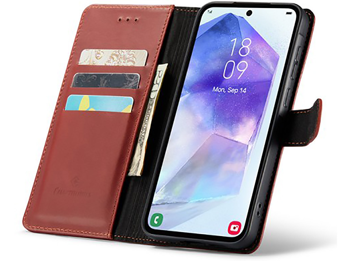 CaseMania Leather Bookcase Rood - Samsung Galaxy A55 hoesje