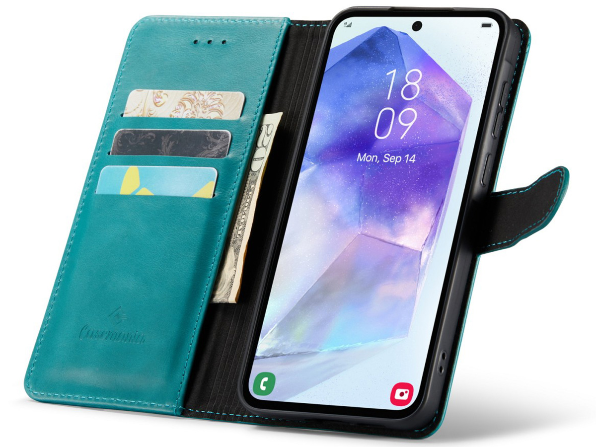 CaseMania Leather Bookcase Turquoise - Samsung Galaxy A55 hoesje