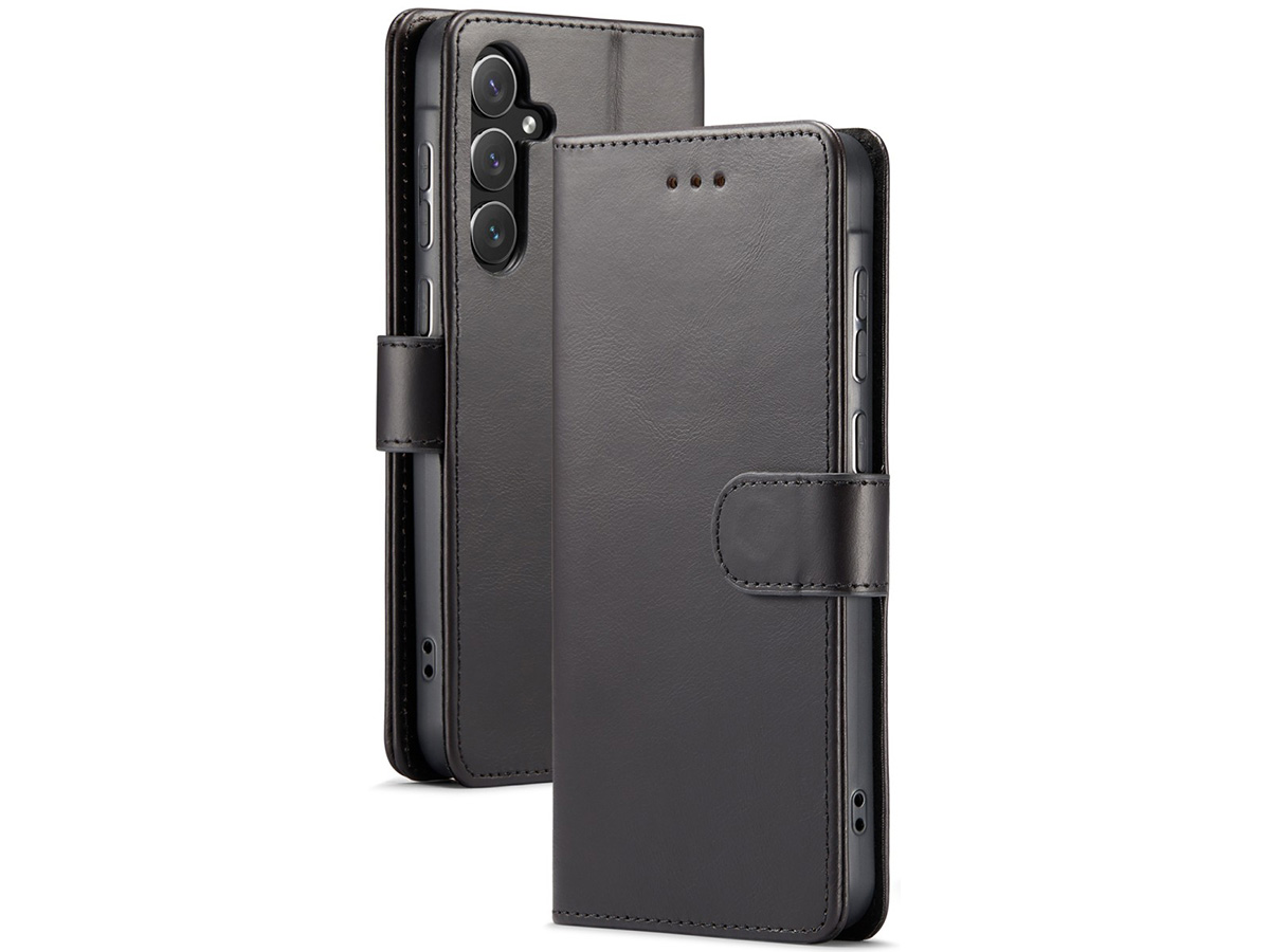 CaseMania Leather Bookcase Zwart - Samsung Galaxy A55 hoesje