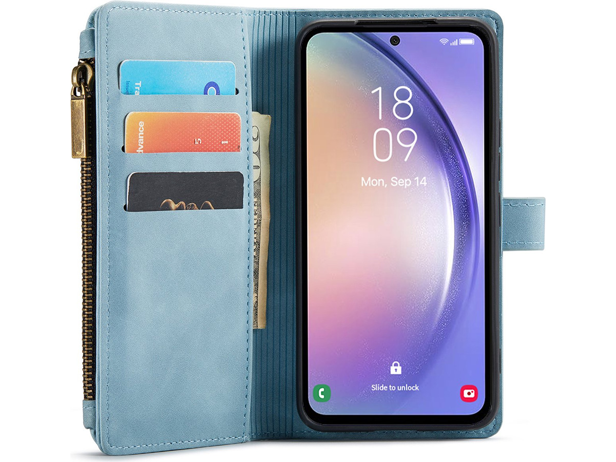 CaseMania Ritsvak Wallet Case Aqua - Samsung Galaxy A55 Hoesje