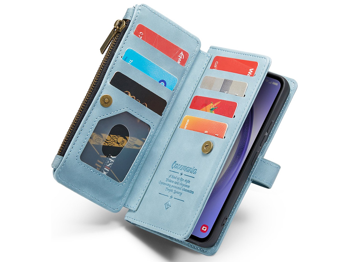 CaseMania Ritsvak Wallet Case Aqua - Samsung Galaxy A55 Hoesje