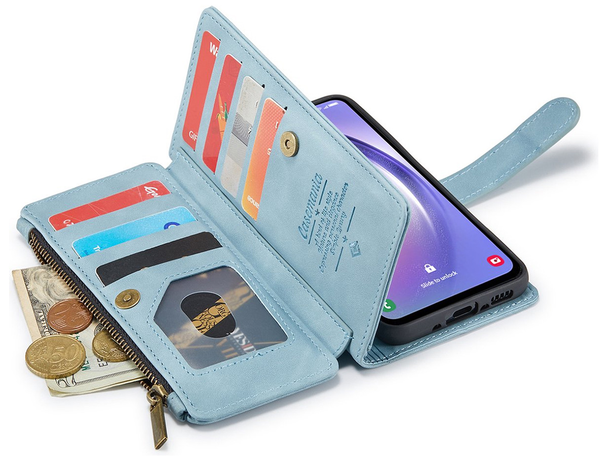 CaseMania Ritsvak Wallet Case Aqua - Samsung Galaxy A55 Hoesje