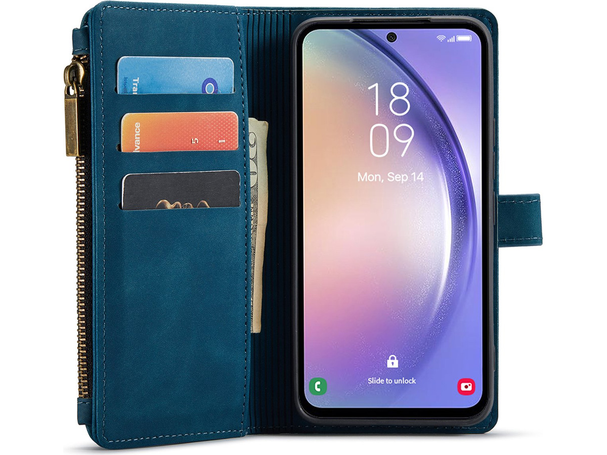 CaseMania Ritsvak Wallet Case Blauw - Samsung Galaxy A55 Hoesje